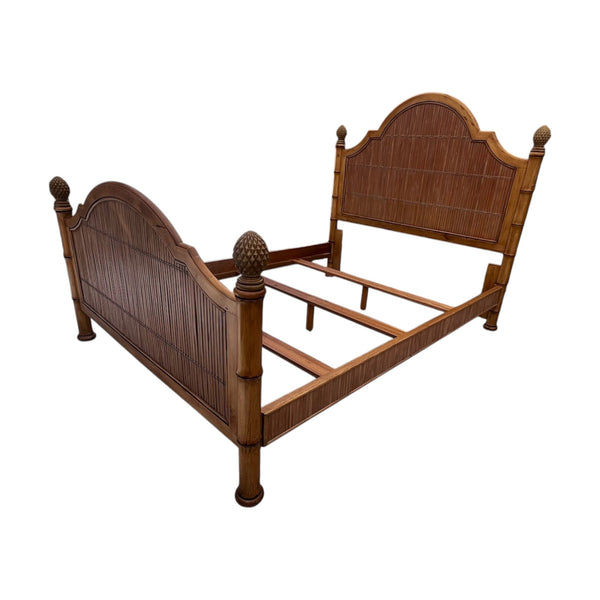 Tommy Bahama Split Bamboo Queen Size bed with pineapple finials