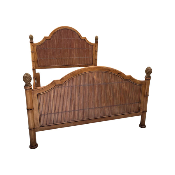 Tommy Bahama Split Bamboo Queen Size bed with pineapple finials