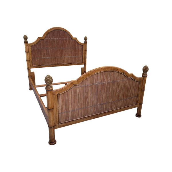 Tommy Bahama Split Bamboo Queen Size bed with pineapple finials