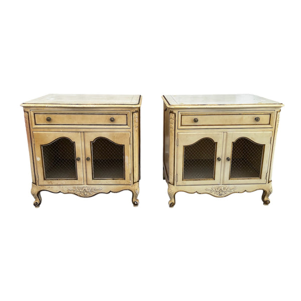 Kindel French Shabby Chic Painted Large Nightstands Side End Tables a pair