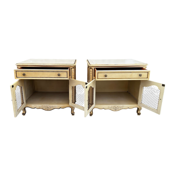 Kindel French Shabby Chic Painted Large Nightstands Side End Tables a pair