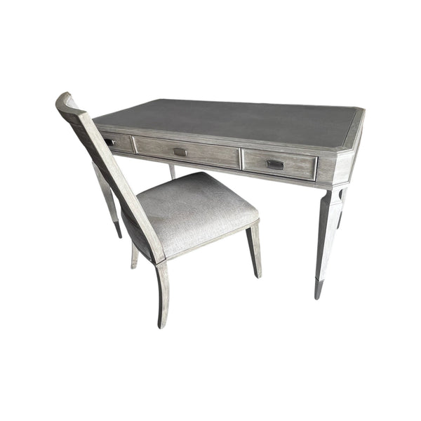 Sligh Greystone Chloe 3-Drawer Writing Desk with Faux Leather Top with chair
