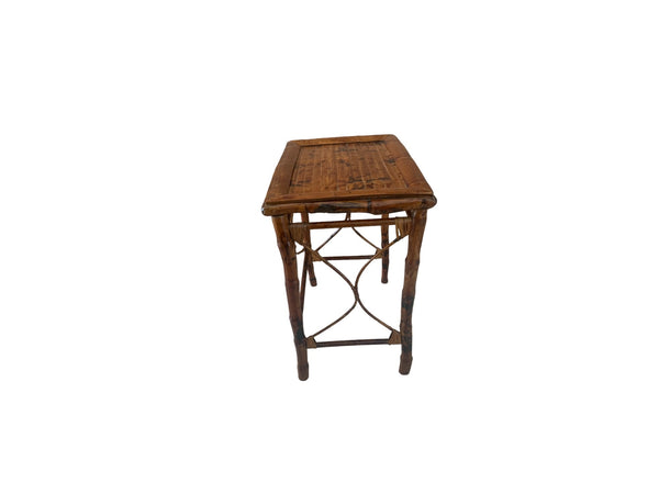 Vintage Tortoise Burnt Bamboo Side Table es