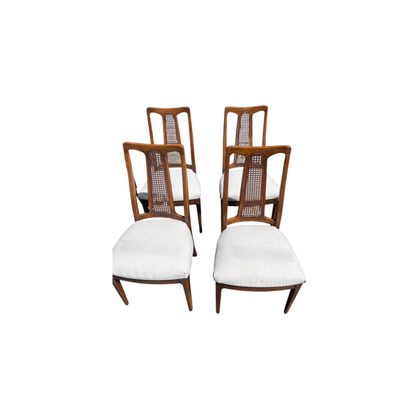 The Halle Bros Mid Century Modern Walnut Cane Back Dining Room Set 8 chairs