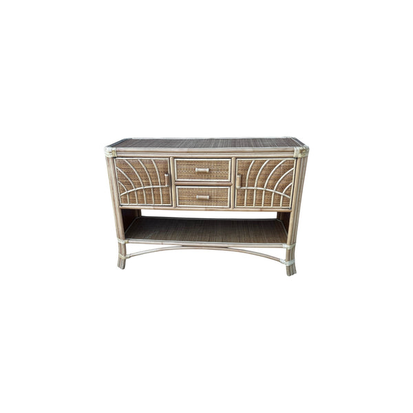 Rattan Sideboard bamboo and wicker buffet cabinet credenza boho coastal 49"