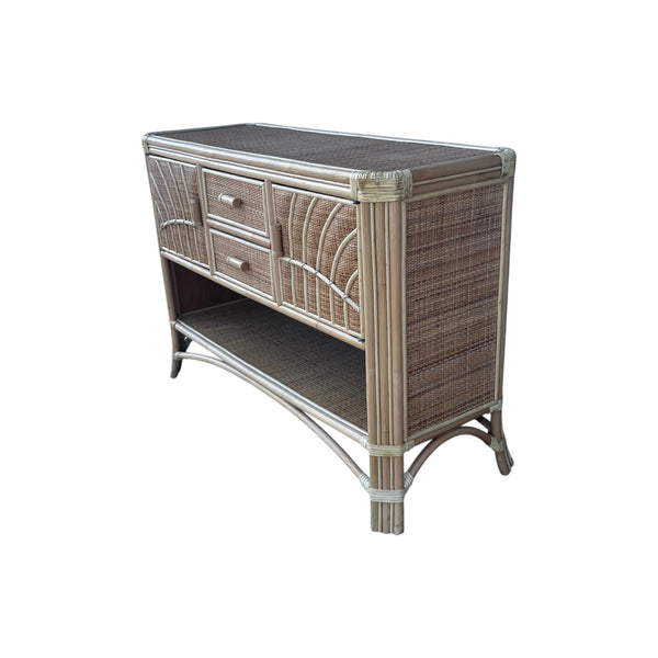 Rattan Sideboard bamboo and wicker buffet cabinet credenza boho coastal 49"