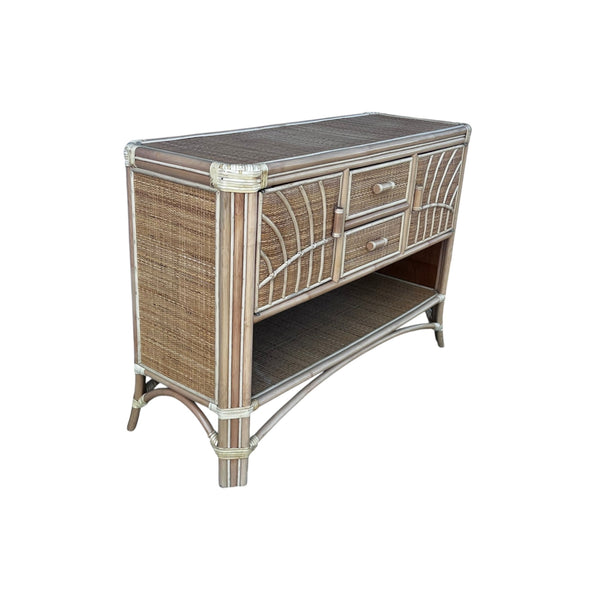 Rattan Sideboard bamboo and wicker buffet cabinet credenza boho coastal 49"