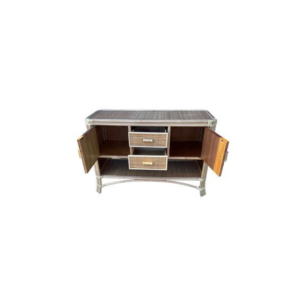 Rattan Sideboard bamboo and wicker buffet cabinet credenza boho coastal 49"