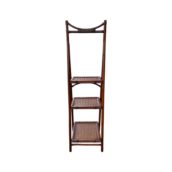 Rattan Bamboo Folding Ladder Etagere