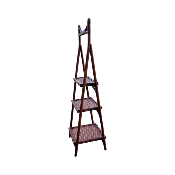 Rattan Bamboo Folding Ladder Etagere