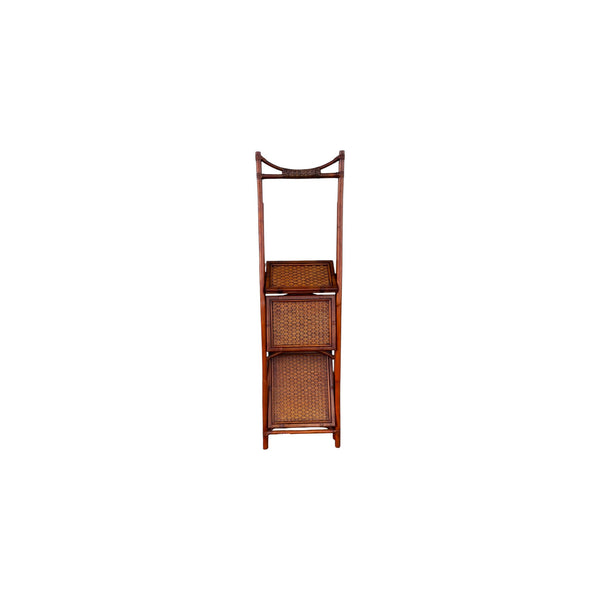 Rattan Bamboo Folding Ladder Etagere