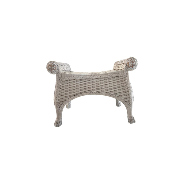 Wicker and wood Vanity desk stool Scrolled Arms