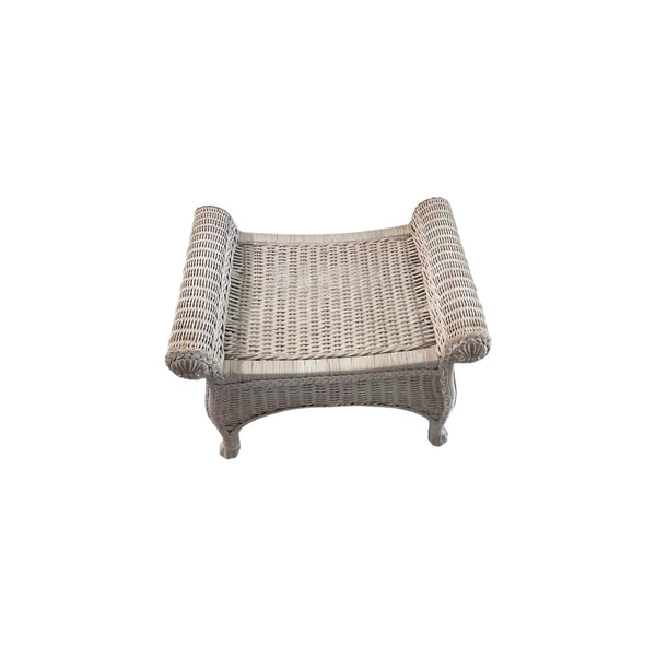 Wicker and wood Vanity desk stool Scrolled Arms