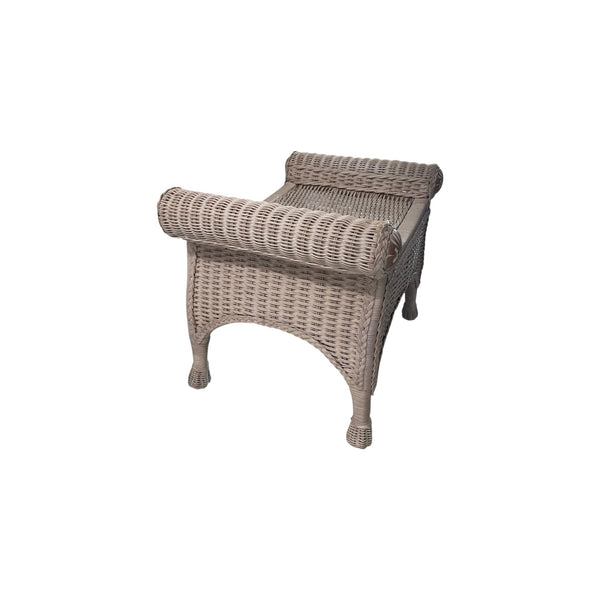 Wicker and wood Vanity desk stool Scrolled Arms