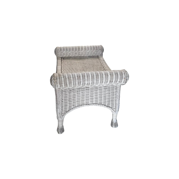 Wicker and wood Vanity desk stool Scrolled Arms