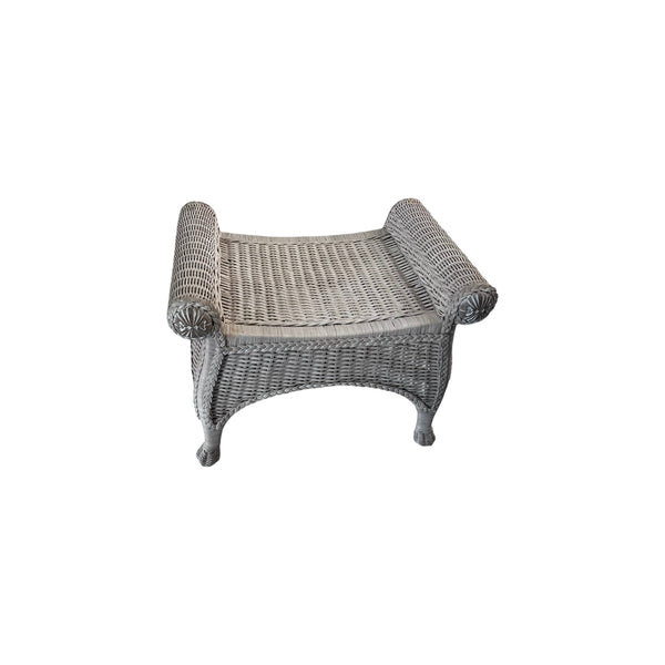 Wicker and wood Vanity desk stool Scrolled Arms