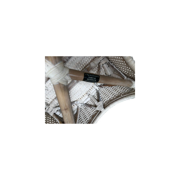 Wicker and wood Vanity desk stool Scrolled Arms