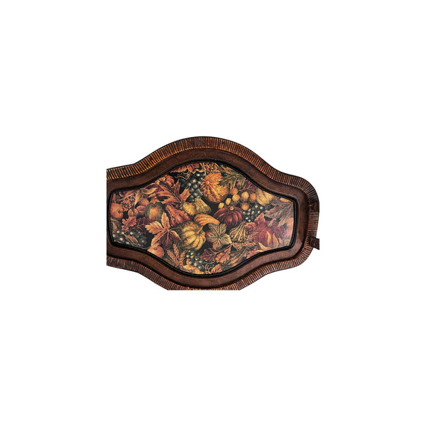 Vintage Wooden Wicker wrapped serving tray with handles fall theme