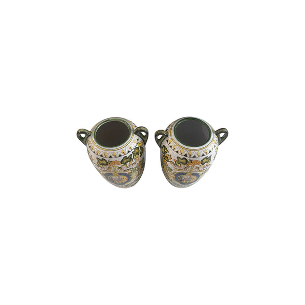 Artistica Majolica Style Italian Pottery Vases Urn a pair
