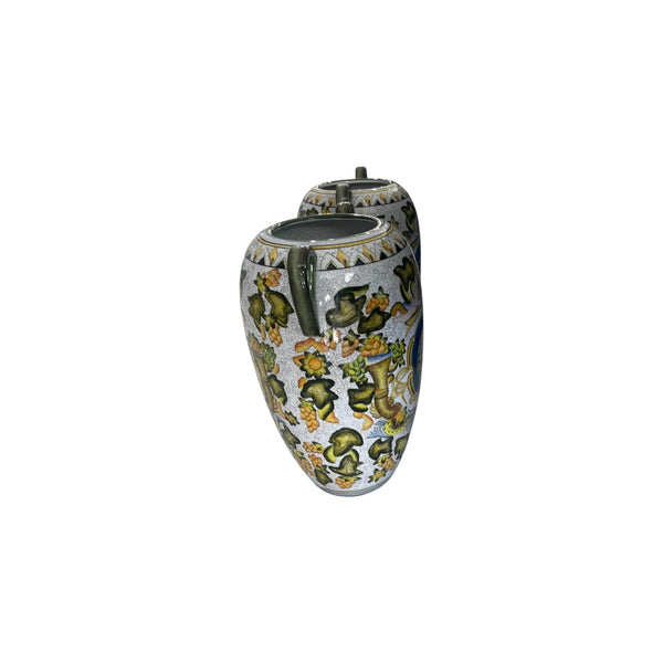 Artistica Majolica Style Italian Pottery Vases Urn a pair