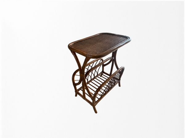 Old Florida Style Rattan Magazine Rack End Table