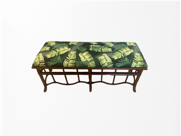 Bamboo and rattan tropical Chinoiserie bench.