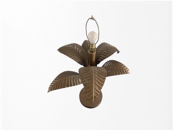 Large Tole Gold Gilt Sculptural Palm Tree Leaf Table Lamp