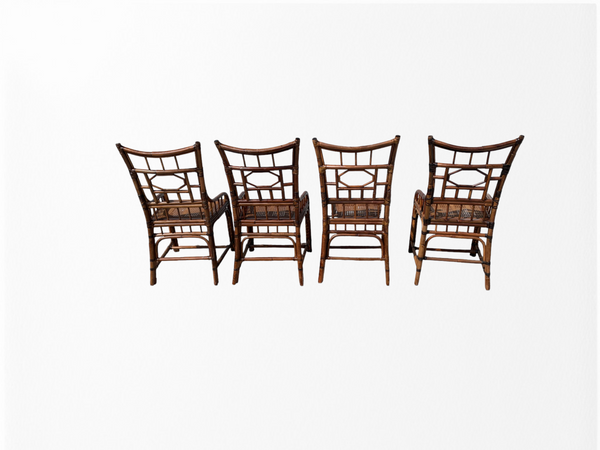 Baker Furniture Milling Road Vintage Chinoiserie Style Bamboo rattan dining set