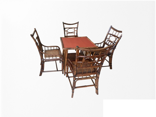 Baker Furniture Milling Road Vintage Chinoiserie Style Bamboo rattan dining set