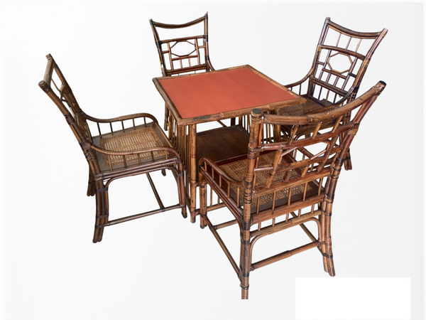 Baker Furniture Milling Road Vintage Chinoiserie Style Bamboo rattan dining set