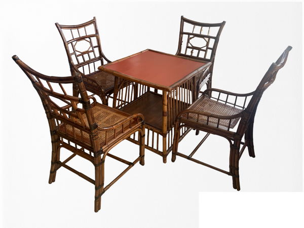 Baker Furniture Milling Road Vintage Chinoiserie Style Bamboo rattan dining set