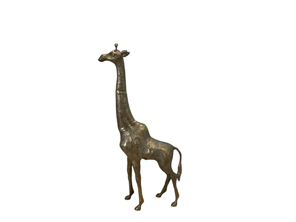 Solid Hammered Brass Giraffe Sculpture Large 46"