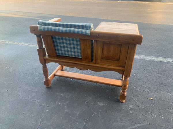 Vintage American Country Style Oak Wood Gossip / Telephone Bench