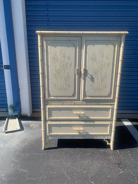 Faux Bamboo Armoire Chest by Dixie Aloha Collection Hollywood Regency Palm Beach