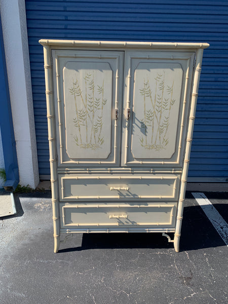 Faux Bamboo Armoire Chest by Dixie Aloha Collection Hollywood Regency Palm Beach