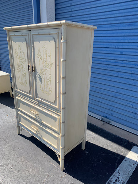 Faux Bamboo Armoire Chest by Dixie Aloha Collection Hollywood Regency Palm Beach