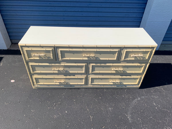 Vintage Dixie Aloha Collection Faux Bamboo Dresser with 7 Drawers