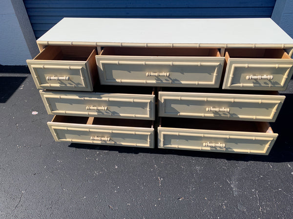 Vintage Dixie Aloha Collection Faux Bamboo Dresser with 7 Drawers