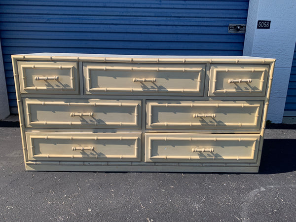 Vintage Dixie Aloha Collection Faux Bamboo Dresser with 7 Drawers