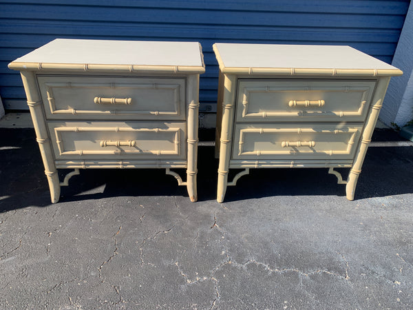 Dixie Aloha Faux Bamboo Nightstands beige Original Condition A pair