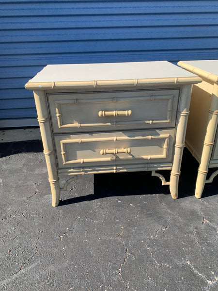 Dixie Aloha Faux Bamboo Nightstands beige Original Condition A pair