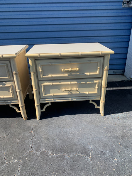 Dixie Aloha Faux Bamboo Nightstands beige Original Condition A pair