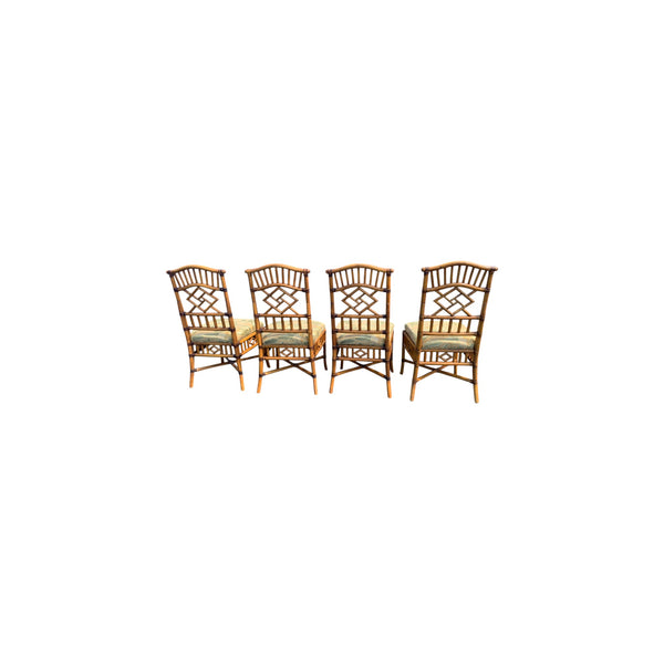 Lexington Tommy Bahama Rattan Chinese Chippendale Dining chairs lot of 4