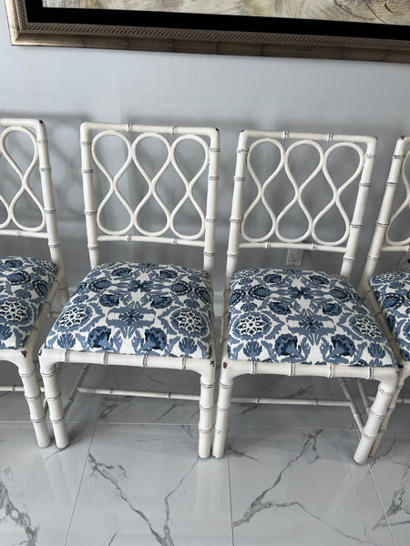 Theodore Alexander Claydon Cream Trellis Faux Bamboo Dining Chairs lot of 6
