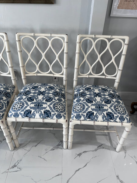 Theodore Alexander Claydon Cream Trellis Faux Bamboo Dining Chairs lot of 6
