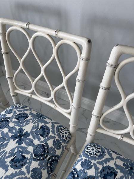 Theodore Alexander Claydon Cream Trellis Faux Bamboo Dining Chairs lot of 6