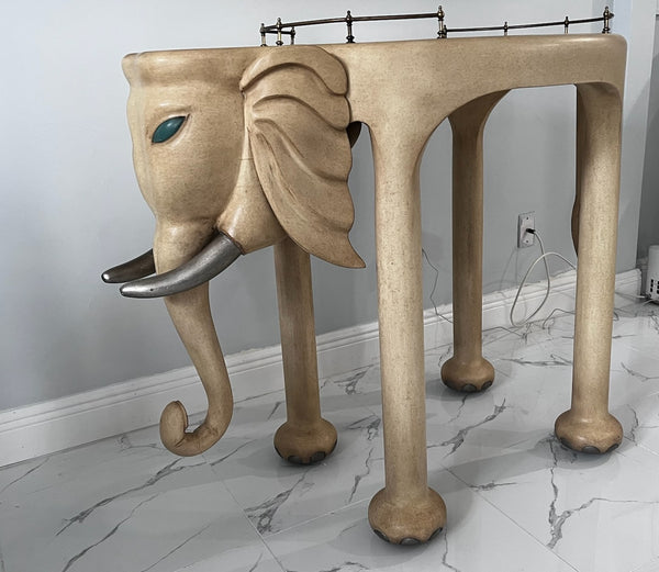 Hollywood regency Marge Carson Elephant Bar cart Rolling Table