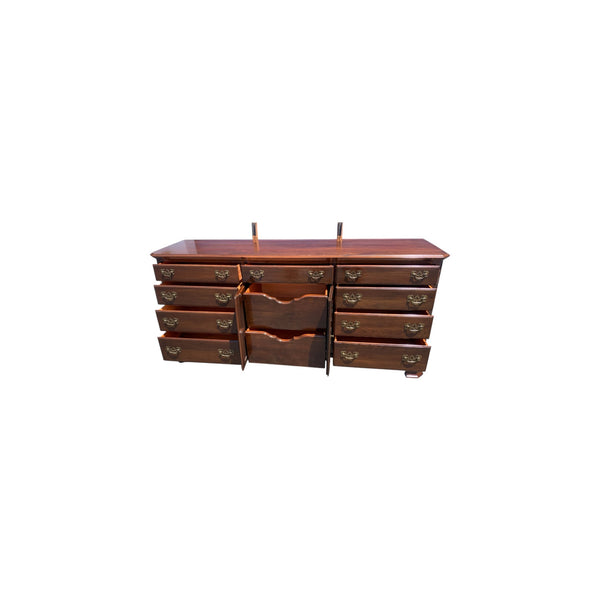 Ethan Allen 'Georgian Court' Cherry Triple Dresser and Mirror