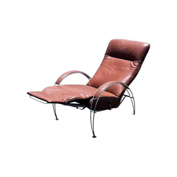 Postmodern Mocha Leather Billie Lafer Reclining Lounge Chair