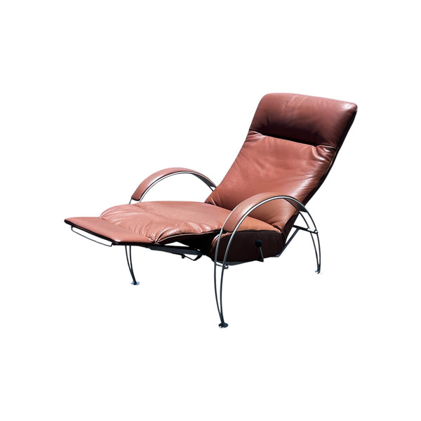 Postmodern Mocha Leather Billie Lafer Reclining Lounge Chair